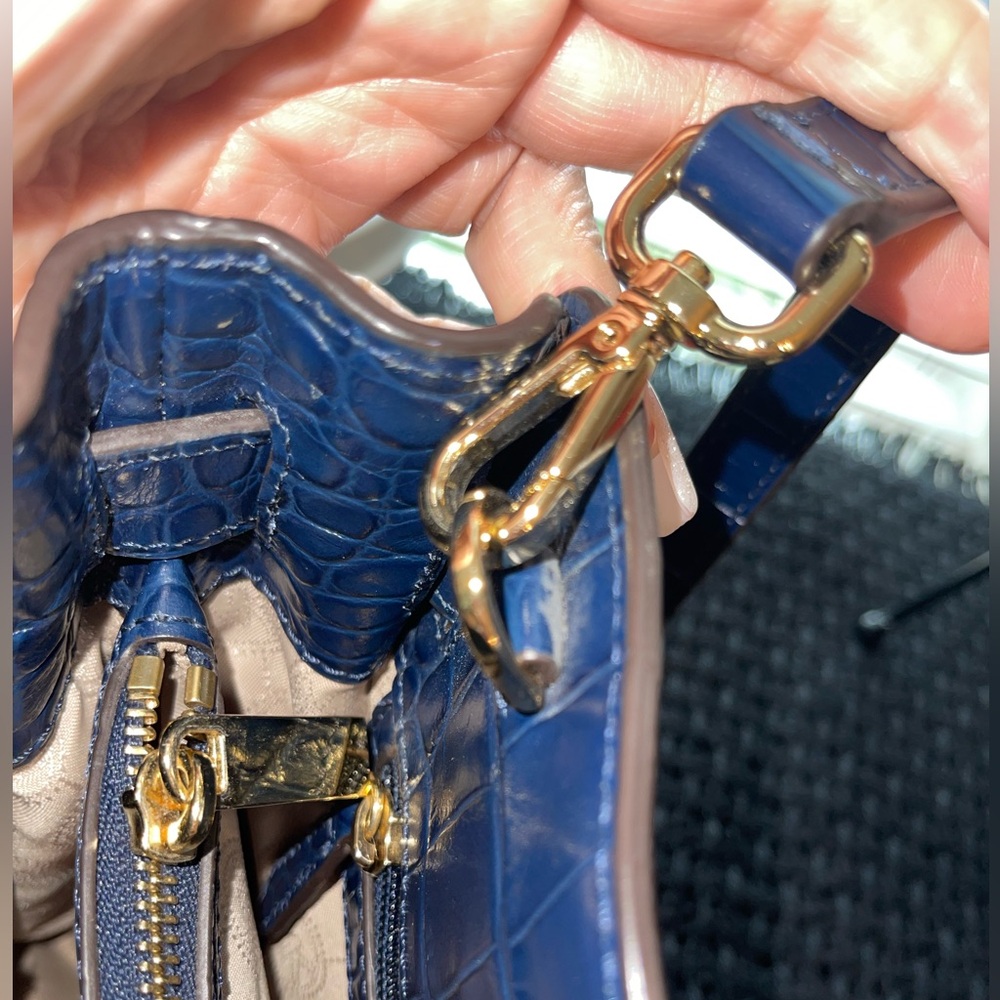Michael Kors‎ Dillon Embossed Crocodile Blue Leather Satchel - Picture 9 of 11